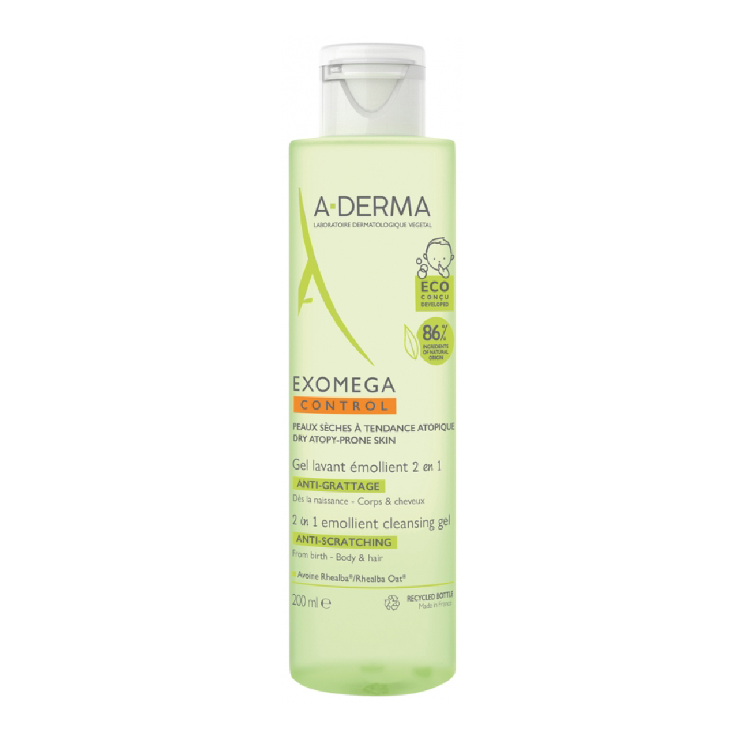 Gel de spalare emolient pentru copii Exomega Control, 200 ml, A-Derma 