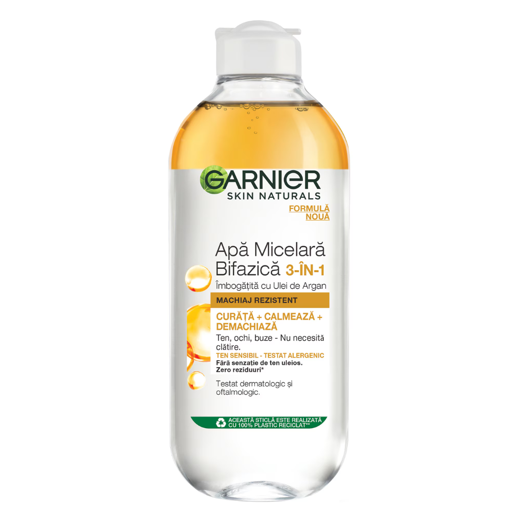 Apa micelara bifazica imbogatita cu ulei de argan Skin Naturals, 400 ml, Garnier