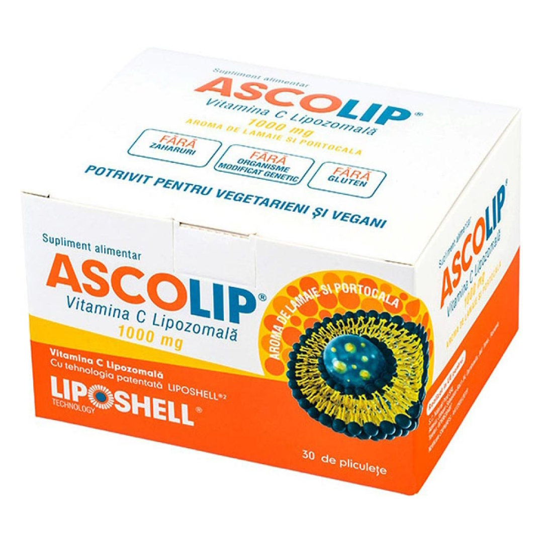 Vitamina C Lipozomala cu aroma de portocala, 1000 mg, 30 plicuri, Liposhell