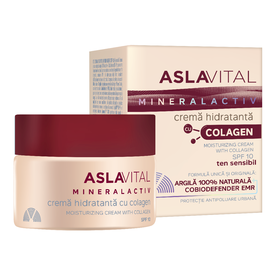 Crema hidratanta colagen SPF10 Mineralactiv, 50ml, Aslavital