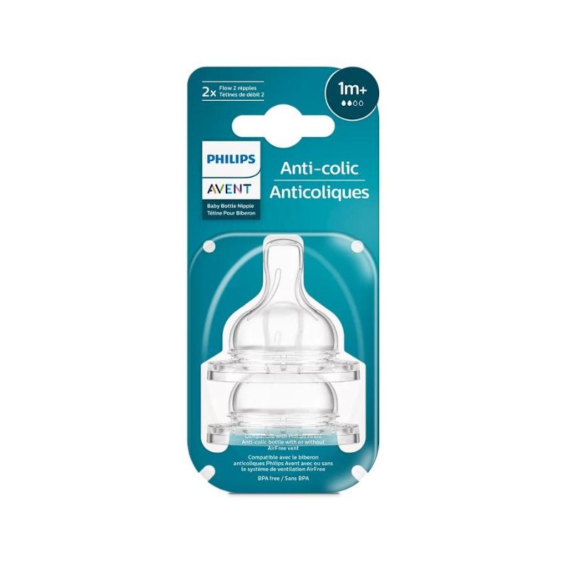 Tetina anti-colici debit 2, 1luna+, SCY762/02, 2 bucati, Avent