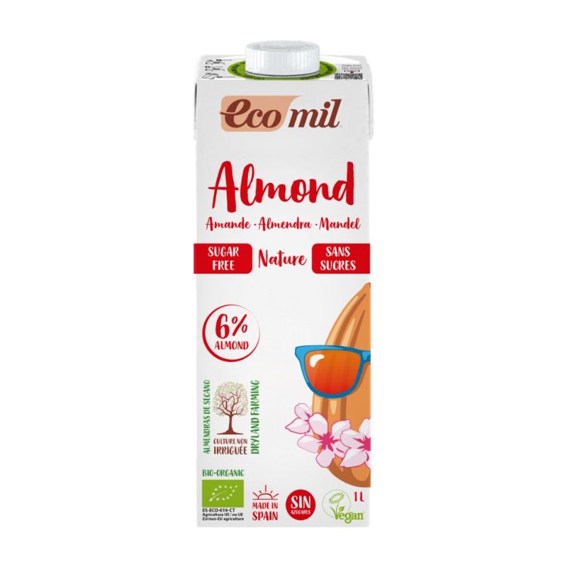 Bautura bio din migdale fara zahar, 1l, ecomil