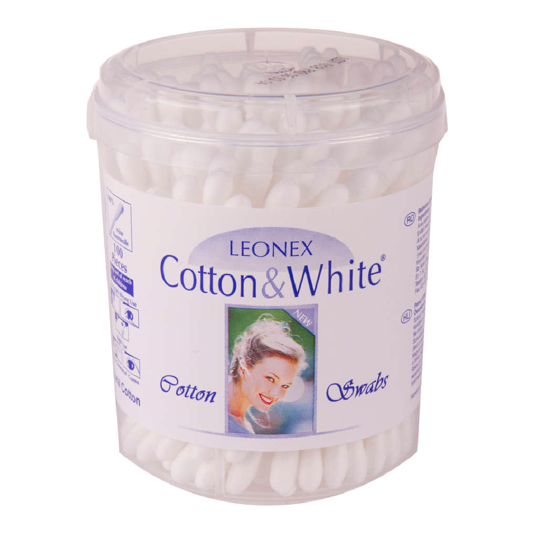 Betisoare pentru urechi Cotton & White, 100 bucati, Leonex