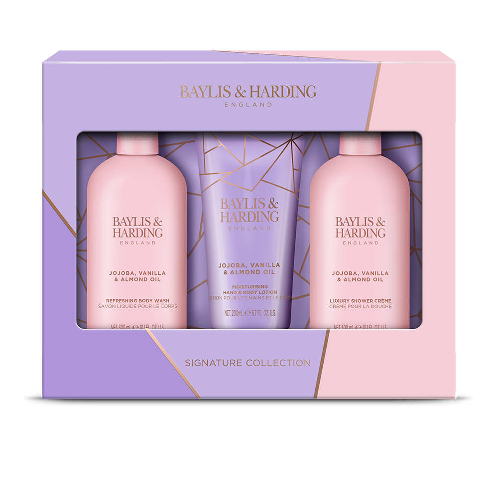 Baylis & Harding, Set cu jojoba, vanilie si ulei de migdale, Gel si crema de dus, lotiune pentru maini si corp