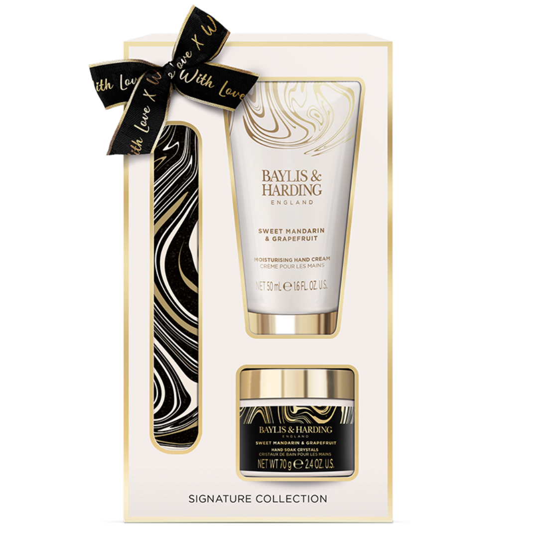 Baylis & Harding, Set Cu Mandarine Dulci Si Grepfrut, Pila Unghii, Sare Pentru Manichiura, Crema Maini