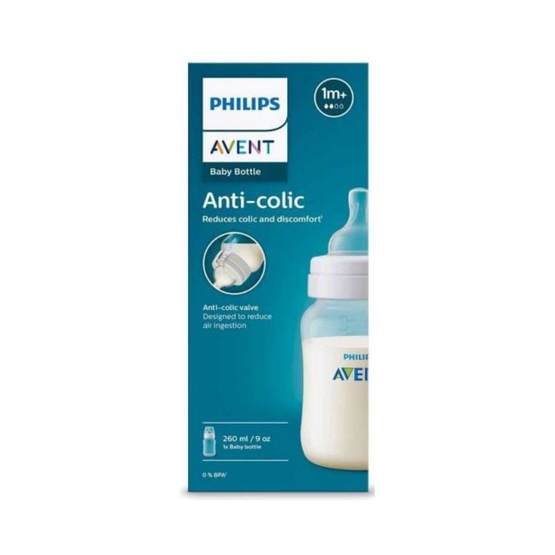 Biberon anti-colici, tetina debit 2, 1luna+, SCY103/01, 260 ml, Philips Avent 