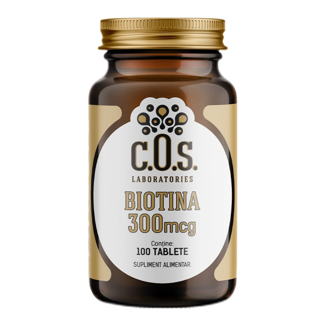 Biotina, Vitamina B7 300 mcg, 100 tablete, COS Laboratories 100 imagine noua
