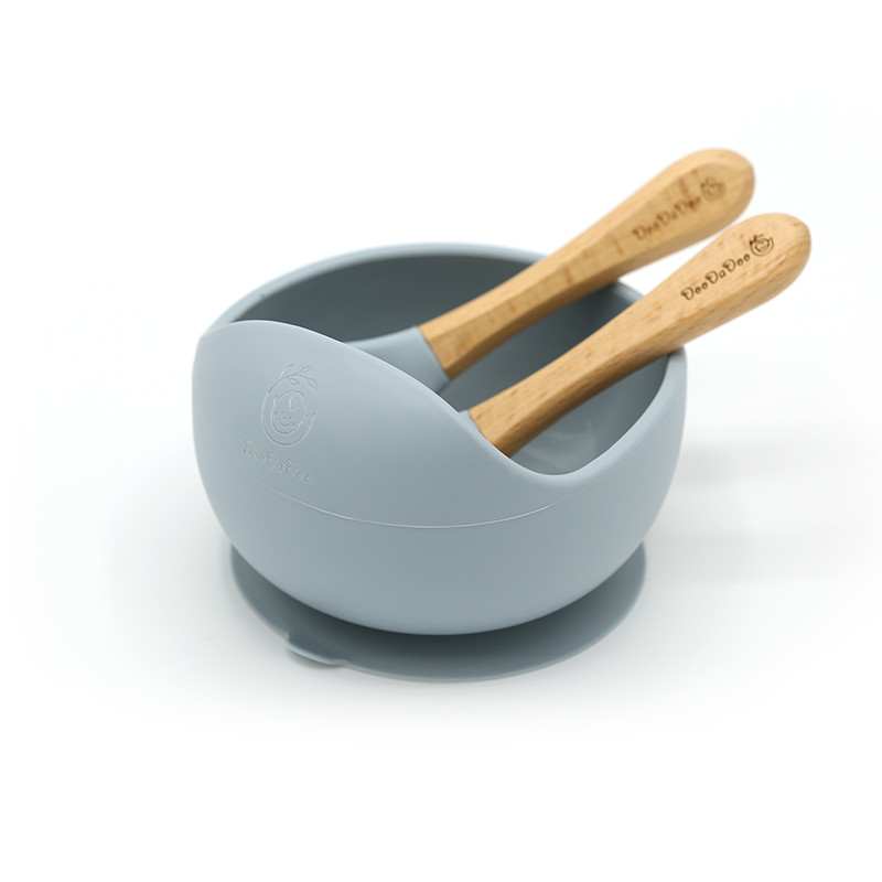 Bol silicon ventuza+Tacamuri Dusty Blue, 1 bucata La Reducere Accesorii