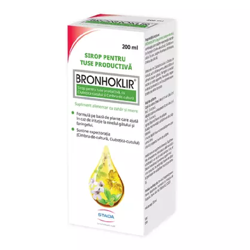 Sirop pentru tuse productiva Bronhoklir, 200 ml, Stada