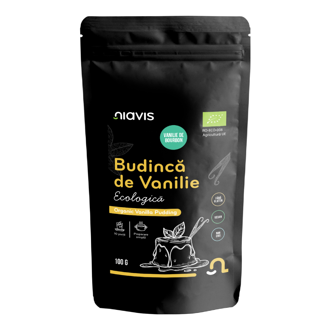 Budinca de vanilie Bio fara gluten, 100 g, Niavis