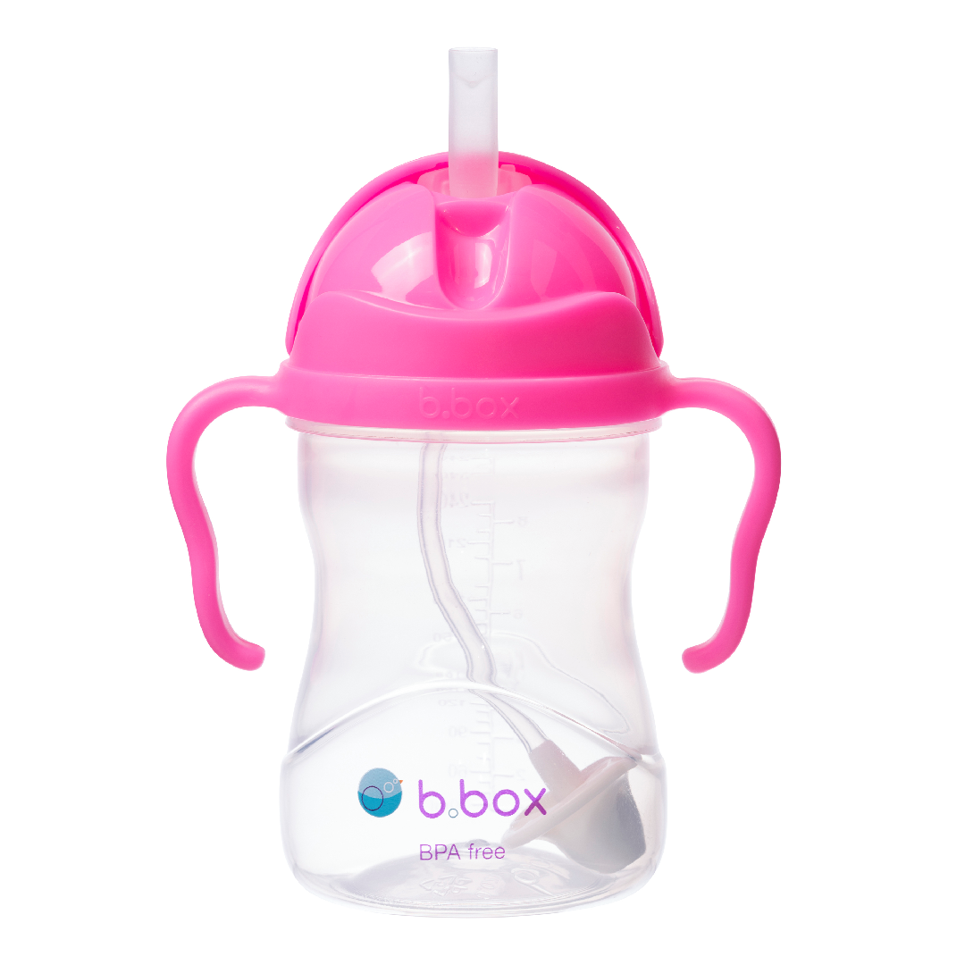 Cana cu pai, 6 luni+, Roz Rodie, 240 ml, B.Box