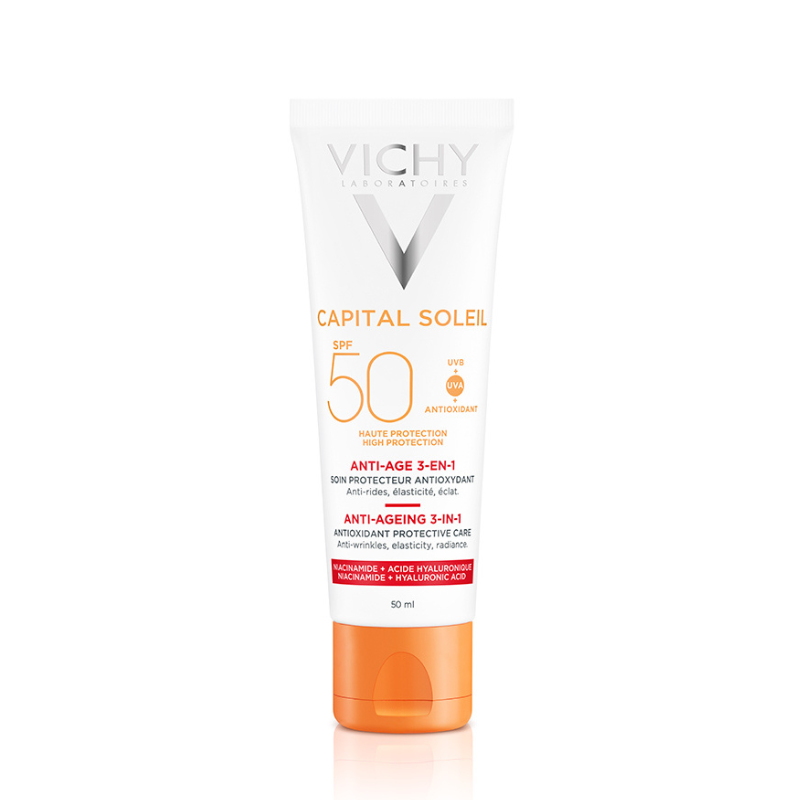 Crema antioxidanta antirid 3 in 1 SPF 50 Capital Soleil, 50 ml, Vichy antioxidanta imagine noua