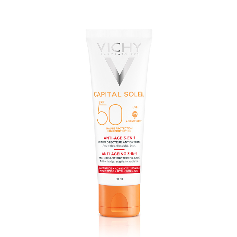 Crema Antioxidanta Antirid 3 In 1 Spf 50 Capital Soleil, 50 Ml, Vichy