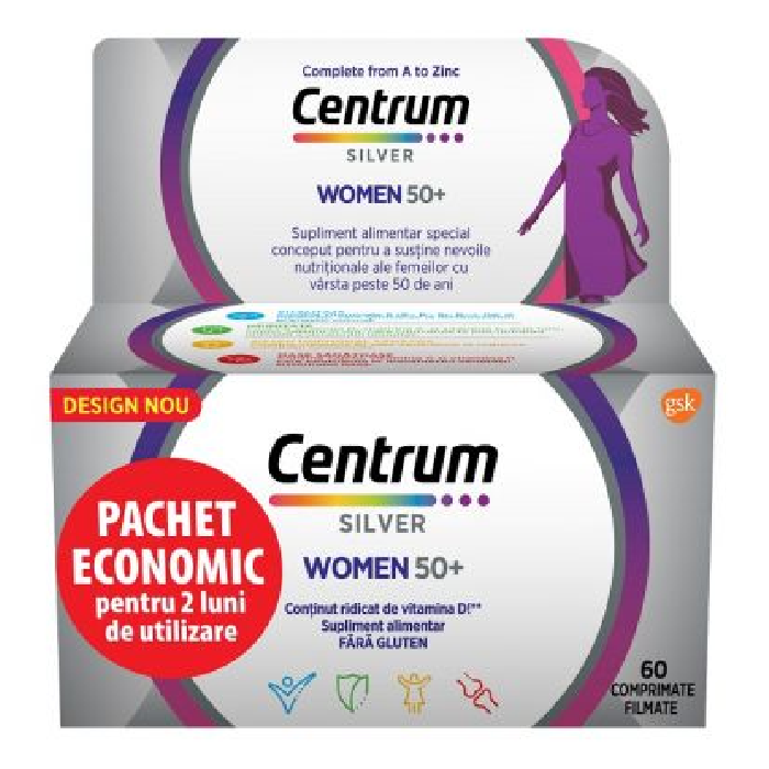 Centrum Silver 50+ Pentru Femei, 60 Comprimate, Gsk