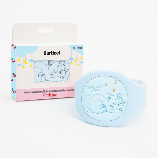 Centura anticolici cu samburi de cirese RedLine Burticel, Bleu