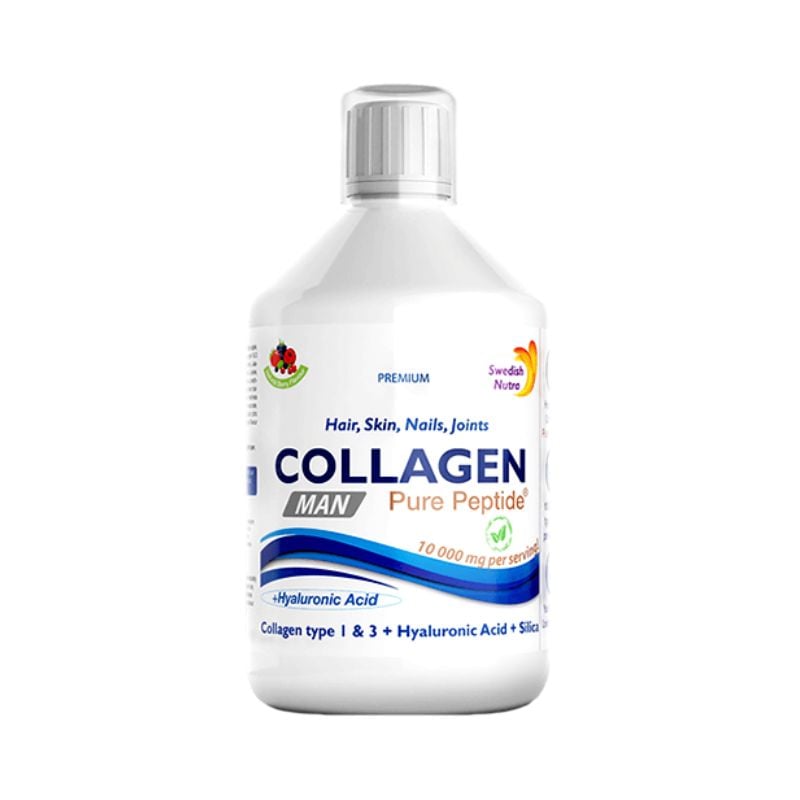 Colagen Hidrolizat Lichid Man 10000mg Pentru Barbati, Tip 1 Si 3, 500ml, Swedish Nutra