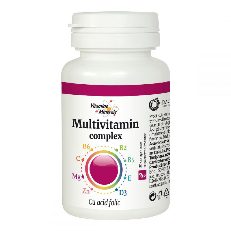 complex de multivitamine cu acid folic 30 comprimate dacia plant