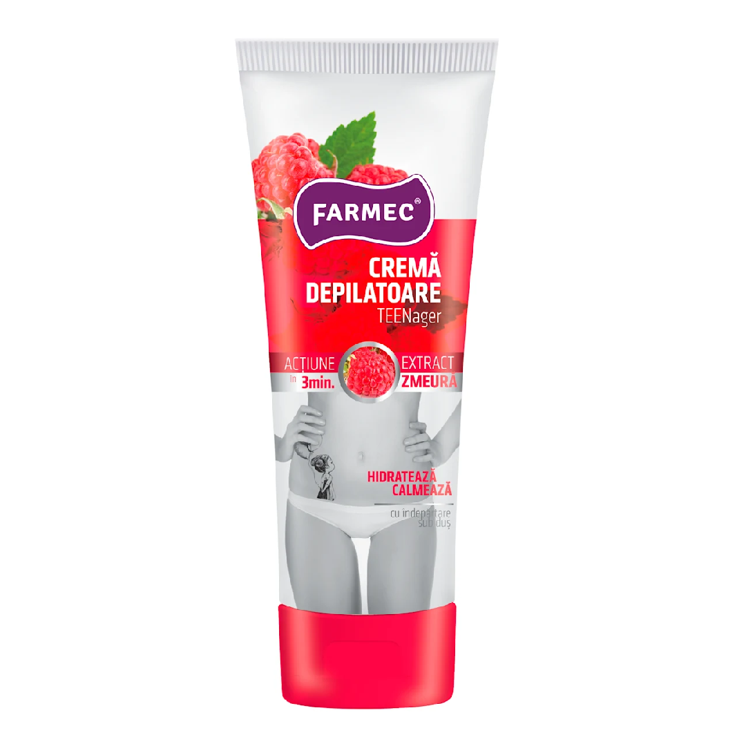 Crema depilatoare adolescenti, cu extract de zmeur, 150 ml, Farmec