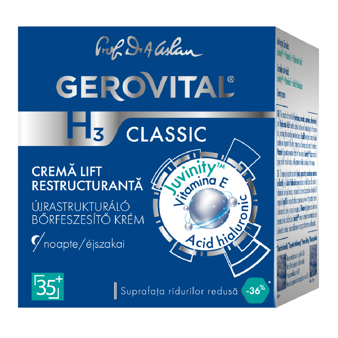 Crema Lift Hidratanta De Noapte H3 Classic, 50 Ml, Gerovital