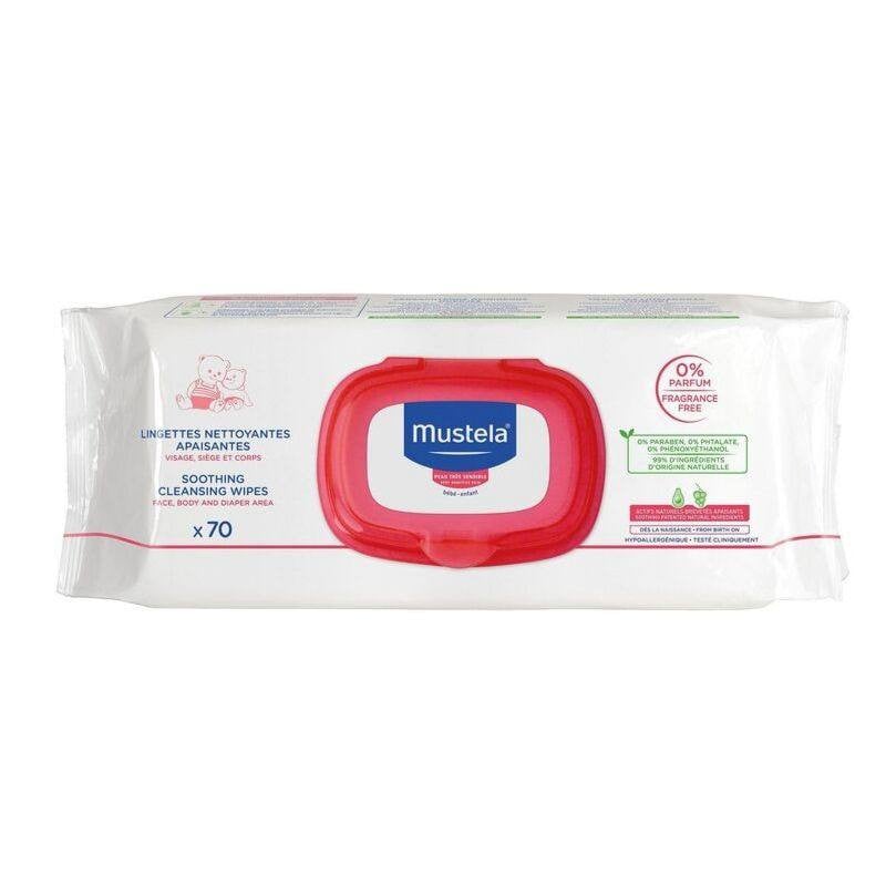 Mustela Servetele fata-maini-corp piele sensibila, 70 bucati