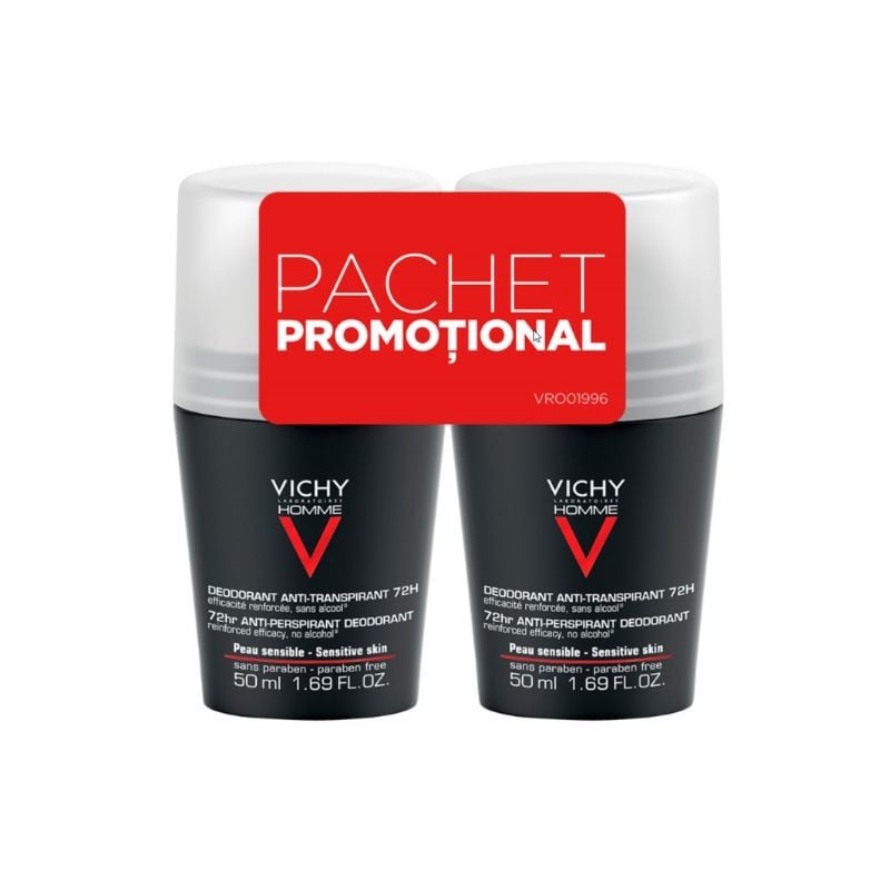 Bipack deo roll-on homme 72 h, 50 ml 1+ 50% Cadou, VICHY