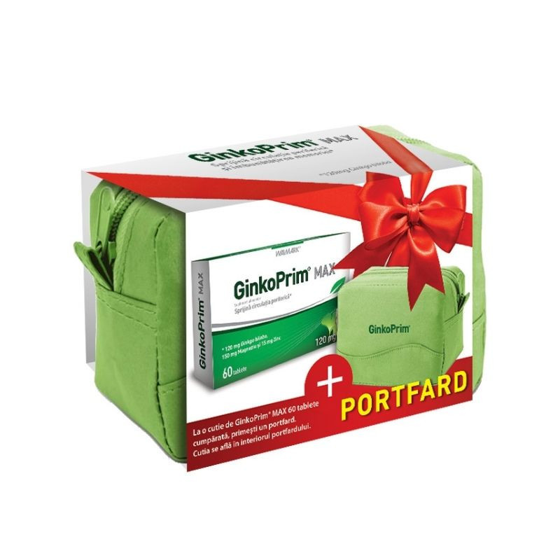 W GinkoPrim Max 120 mg, 60 tablete + Portfard CADOU