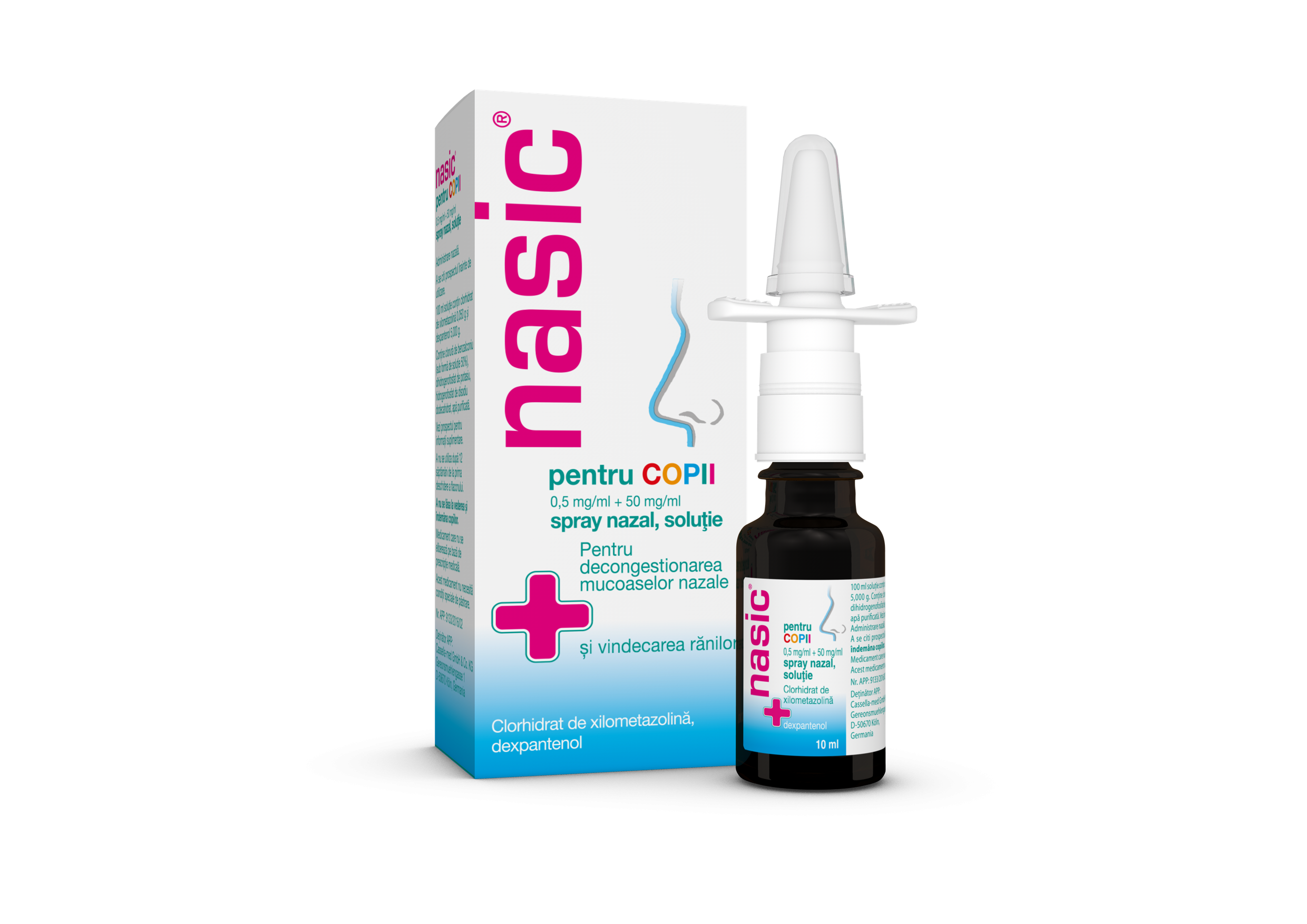 Nasic pentru copii spray nazal, soluţie, 0,5 mg/ml + 50 mg/ml, 10ml, MBA Pharma Innovation