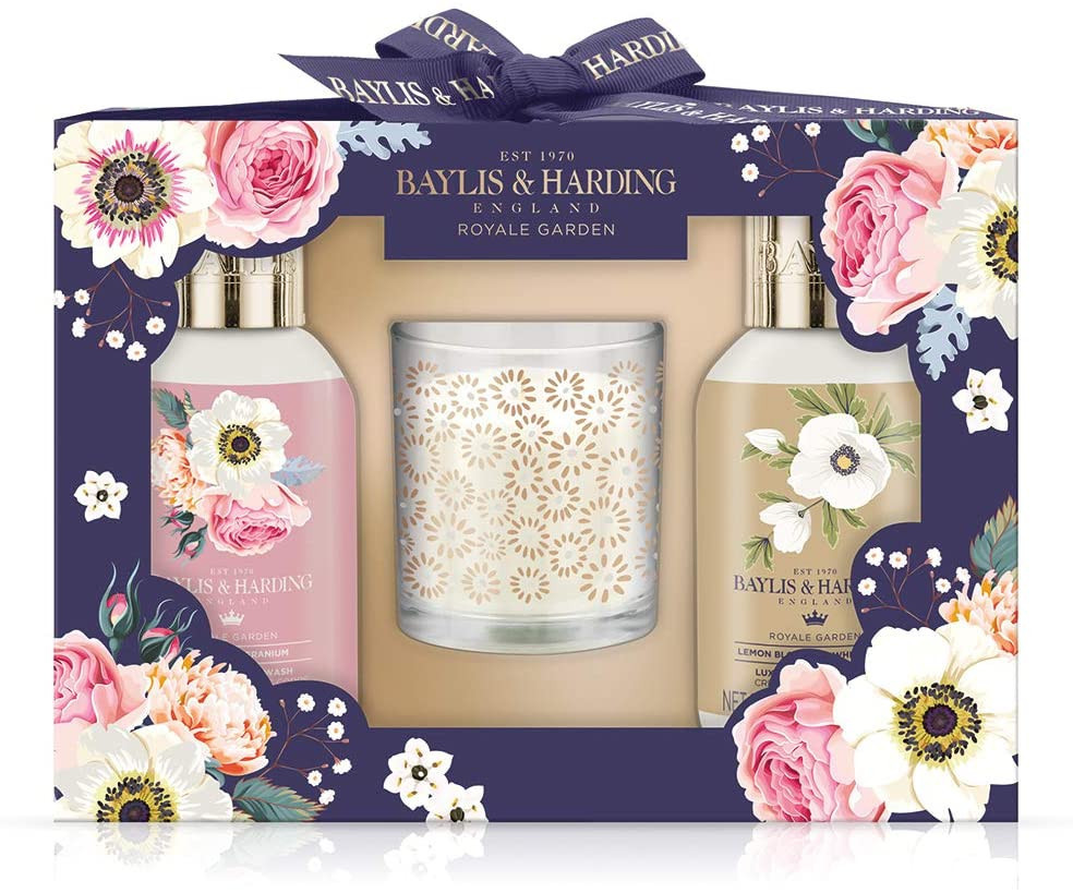 Baylis & Harding Set 3 piese RG193PCAN – Lumânare 60g/Crema de dus 100ml/Sapun lichid 100ml