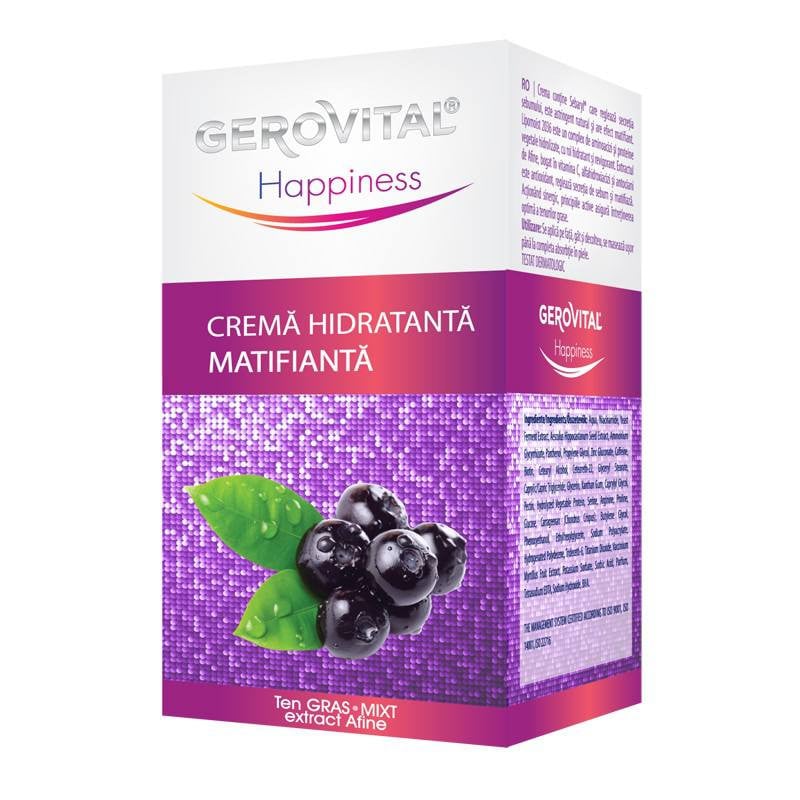 Gerovital Happiness Crema hidratanta matifianta, 30ml