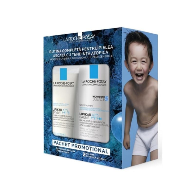 La Roche Posay, Pachet Lipikar Balsam AP+M, 400 ml + Gel-Crema Syndet AP+, 200 ml CADOU
