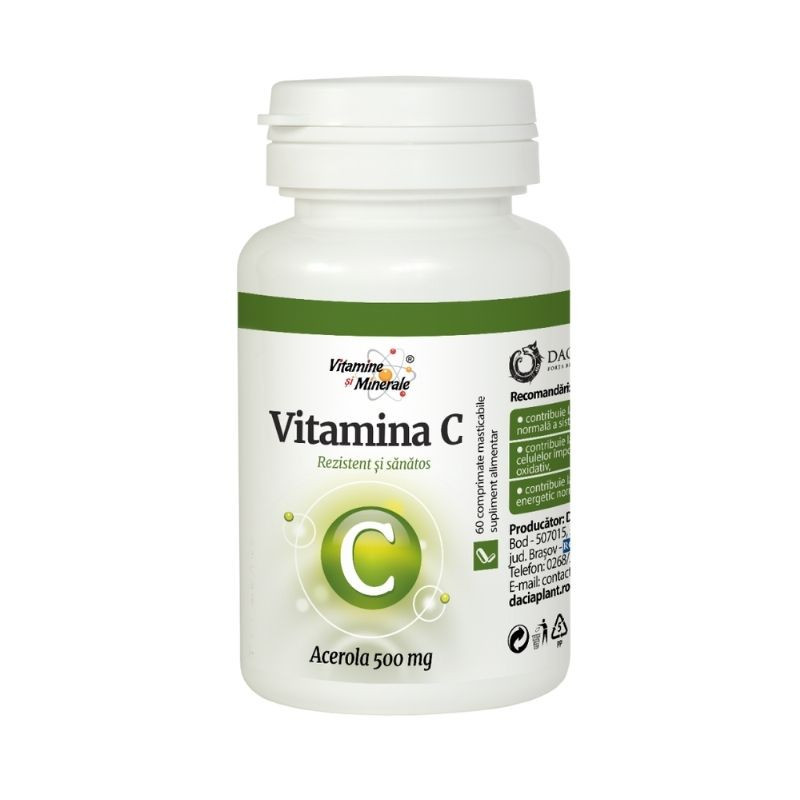 Vitamina C cu acerola, 60 comprimate, Dacia Plant