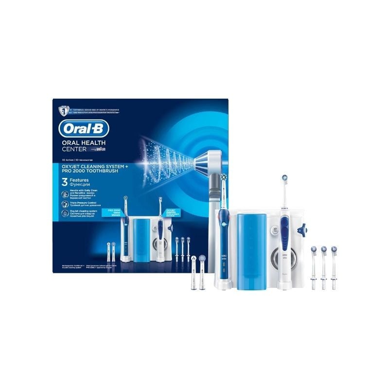 Oral B Set Periuta electica PRO 2 2000 Cross Action + Irigator Bucal, 600 ml, Alb