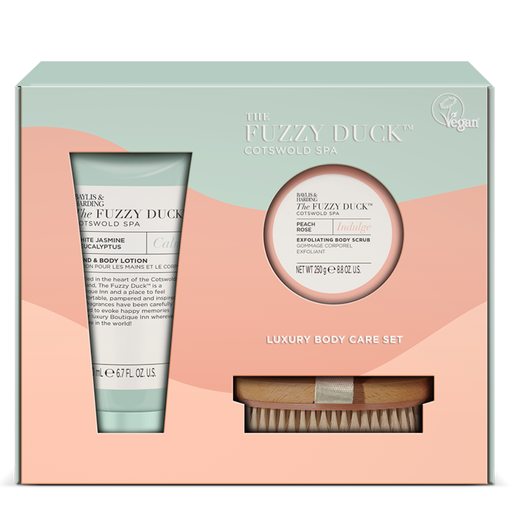 Baylis & Harding, Set The Fuzzy Duck, perie pentru corp, lotiune de corp, exfoliant pentru corp