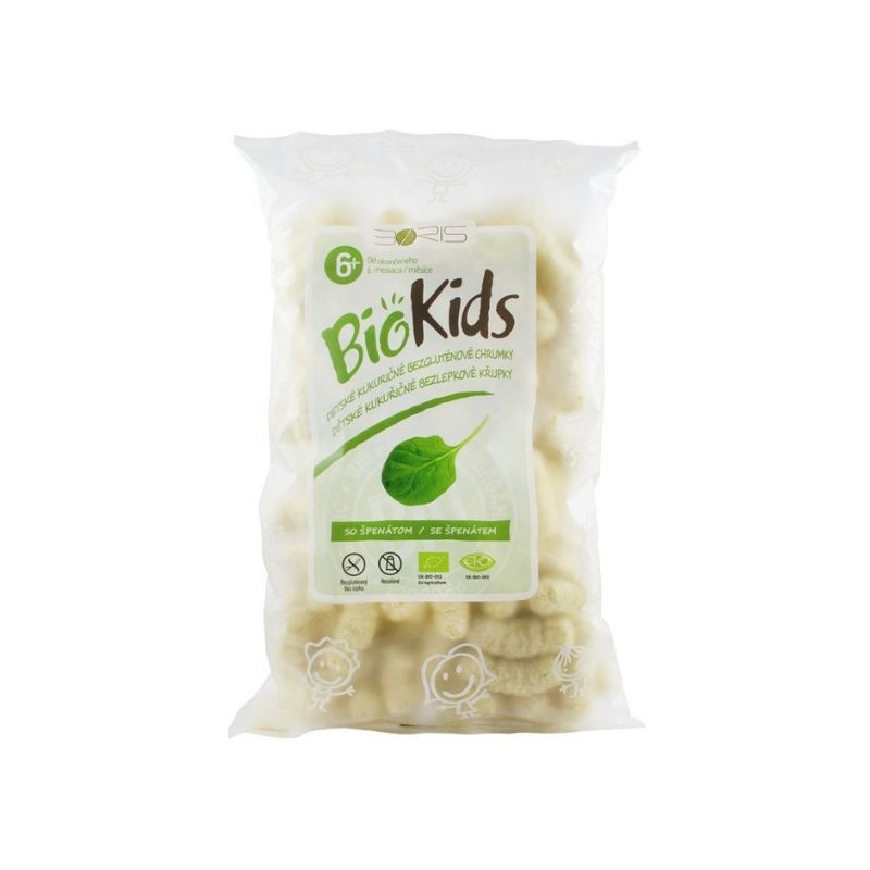 Pufuleti bio cu spanac, 55g, Biokids
