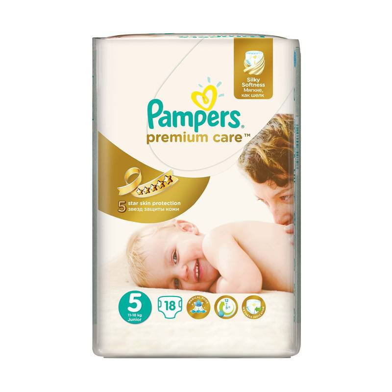 Pampers nr 5, Premium Care Junior, 11-18 kg, 18 bucati