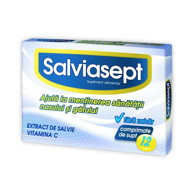 Salviasept fara zahar, 12 tablete