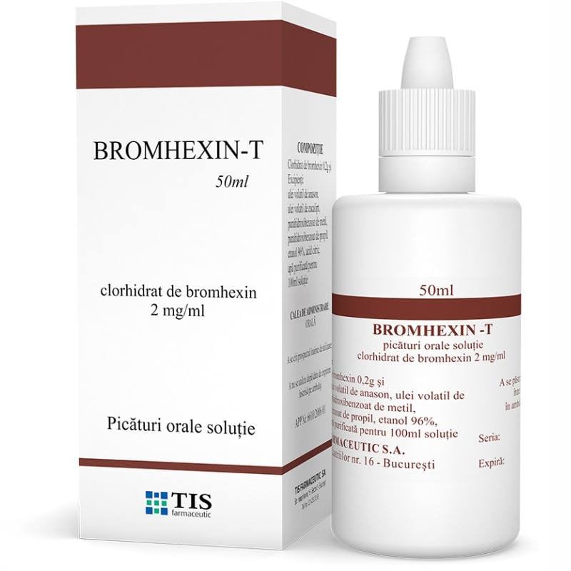 Bromhexin-T 2 mg / ml x 50 ml picaturi orale, solutie  TIS