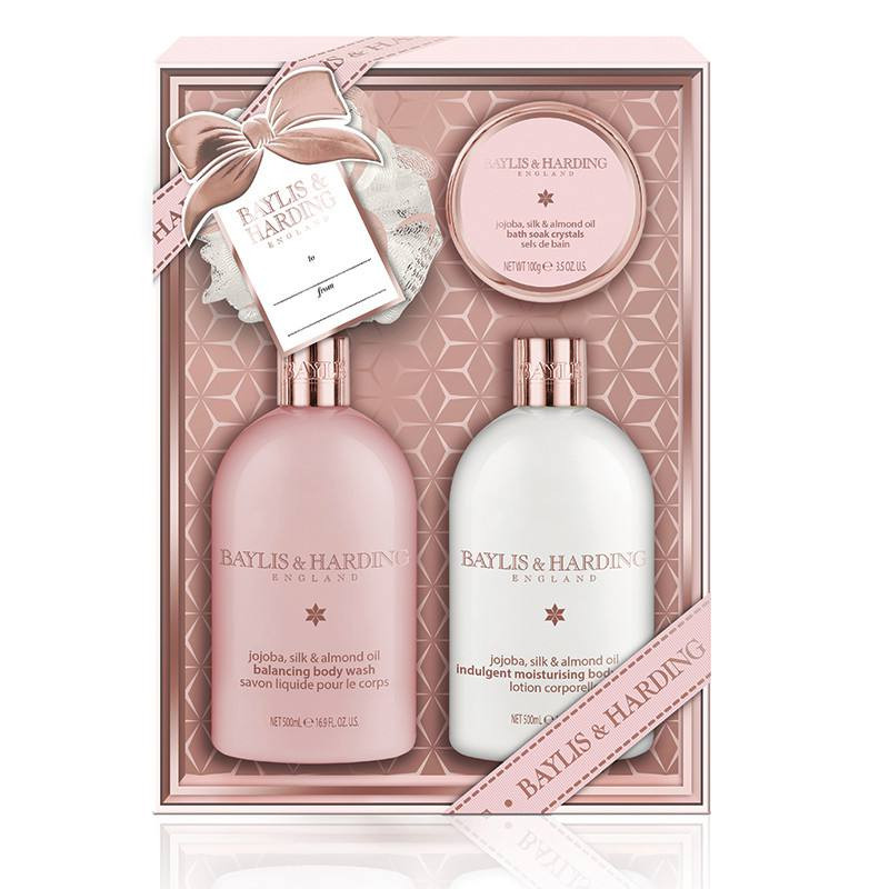 Baylis and Harding Set 4 piese - Burete baie/ Sare baie 100g/ Sapun lichid 500ml/ Lotiune corp 500ml BM18JOBENEFIT