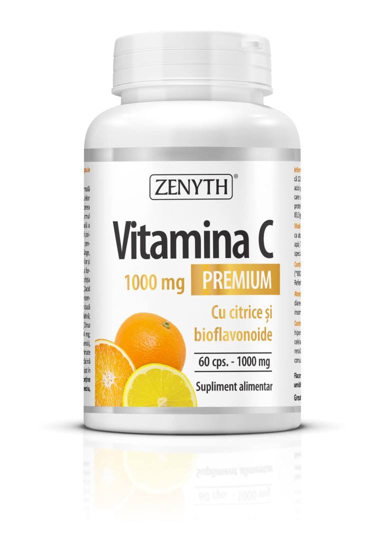 Vitamina C Premium cu CITRICE si bioflavonoide 1000 mg,  60 capsule, Zenyth