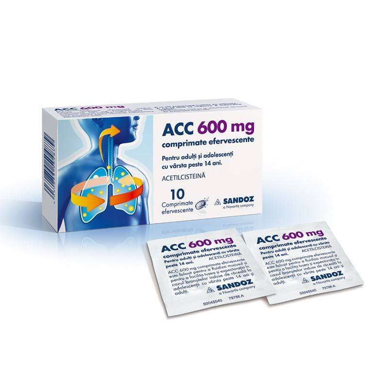 ACC 600 mg, 10 plicuri comprimate efervescente