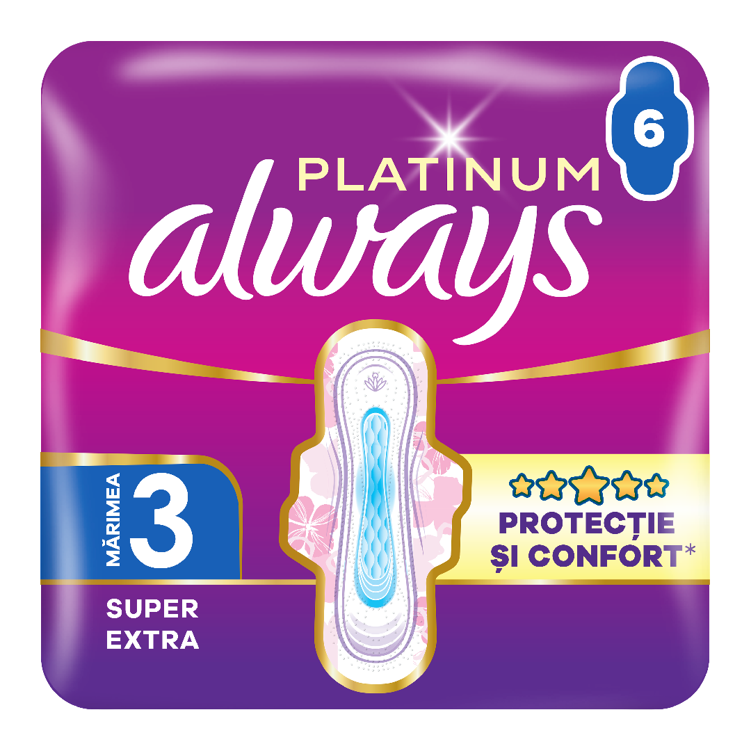 Absorbante Platinum Super Extra, marimea 3, 6 bucati, Always