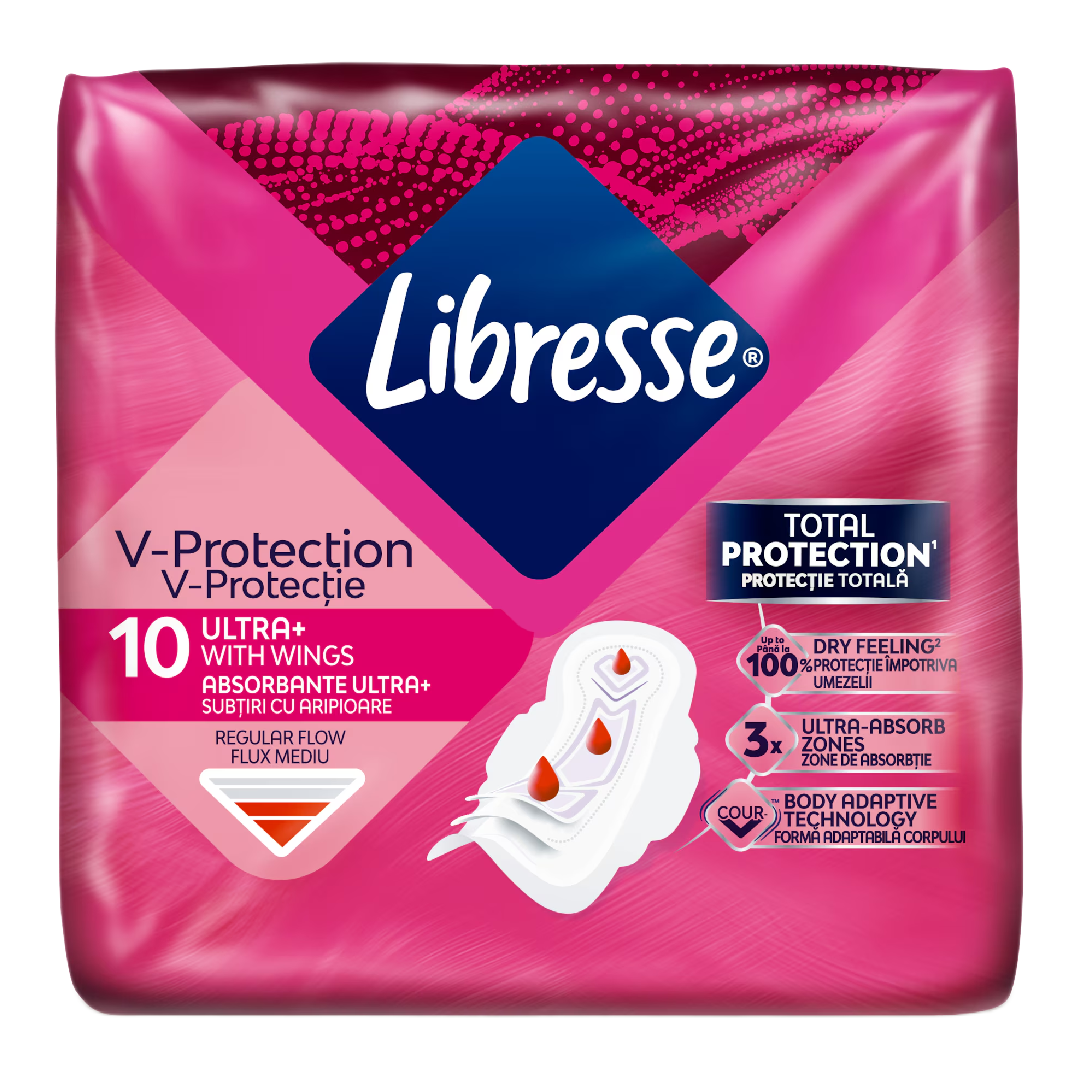 Absorbantele cu aripioare Ultra+, 10 bucati, Libresse