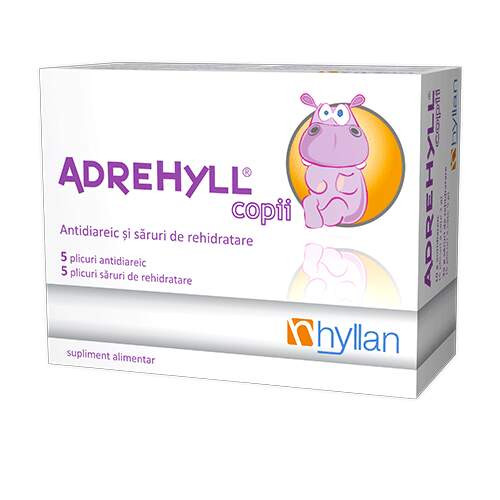 Adrehyll copii, 5 plicuri antidiareic + 5 plicuri saruri de rehidratare