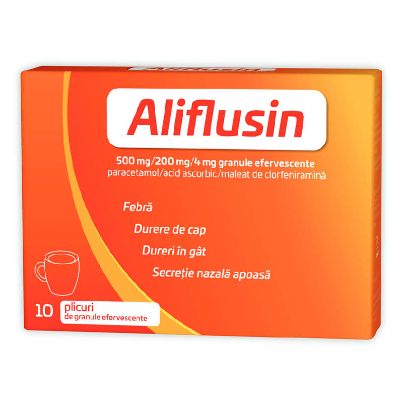 Aliflusin 500 mg/200 mg/4 mg, 10 plicuri granule efervescente, Zdrovit