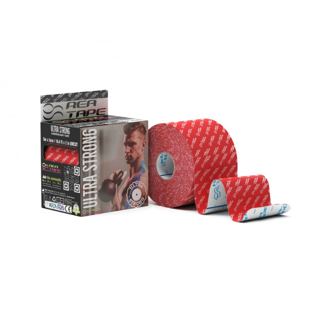Banda Kinesiologica cu extra adeziv Ultra Strong 5cmx5m, pentru sportivi, Rea Tape