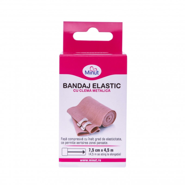Bandaj elastic cu clema, 7.5cm*4.5m, Minut