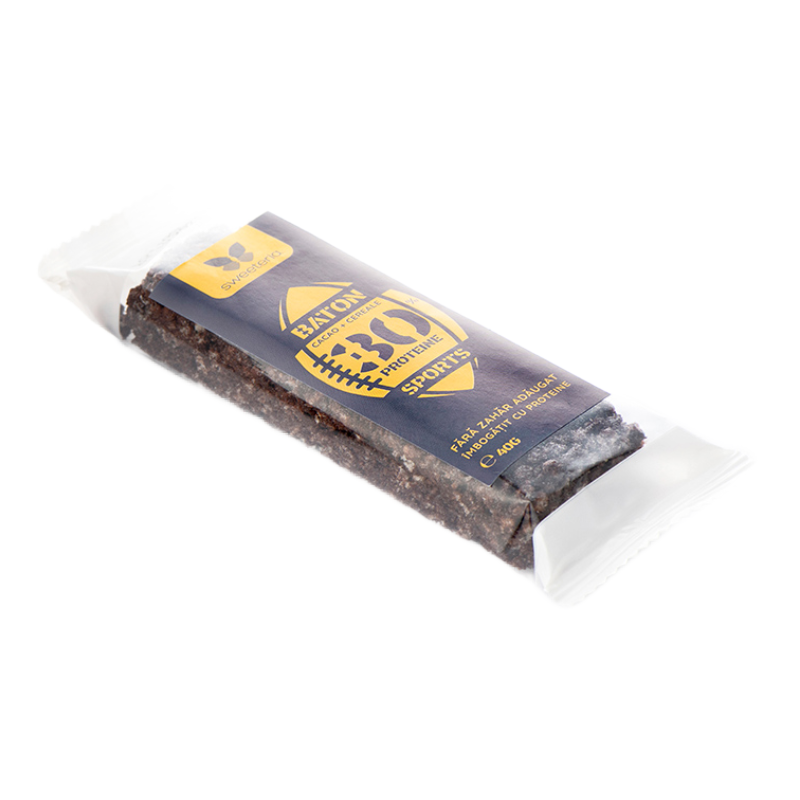 Baton proteic cu cacao si cereale, 30% proteine, 40 g, Sweeteria