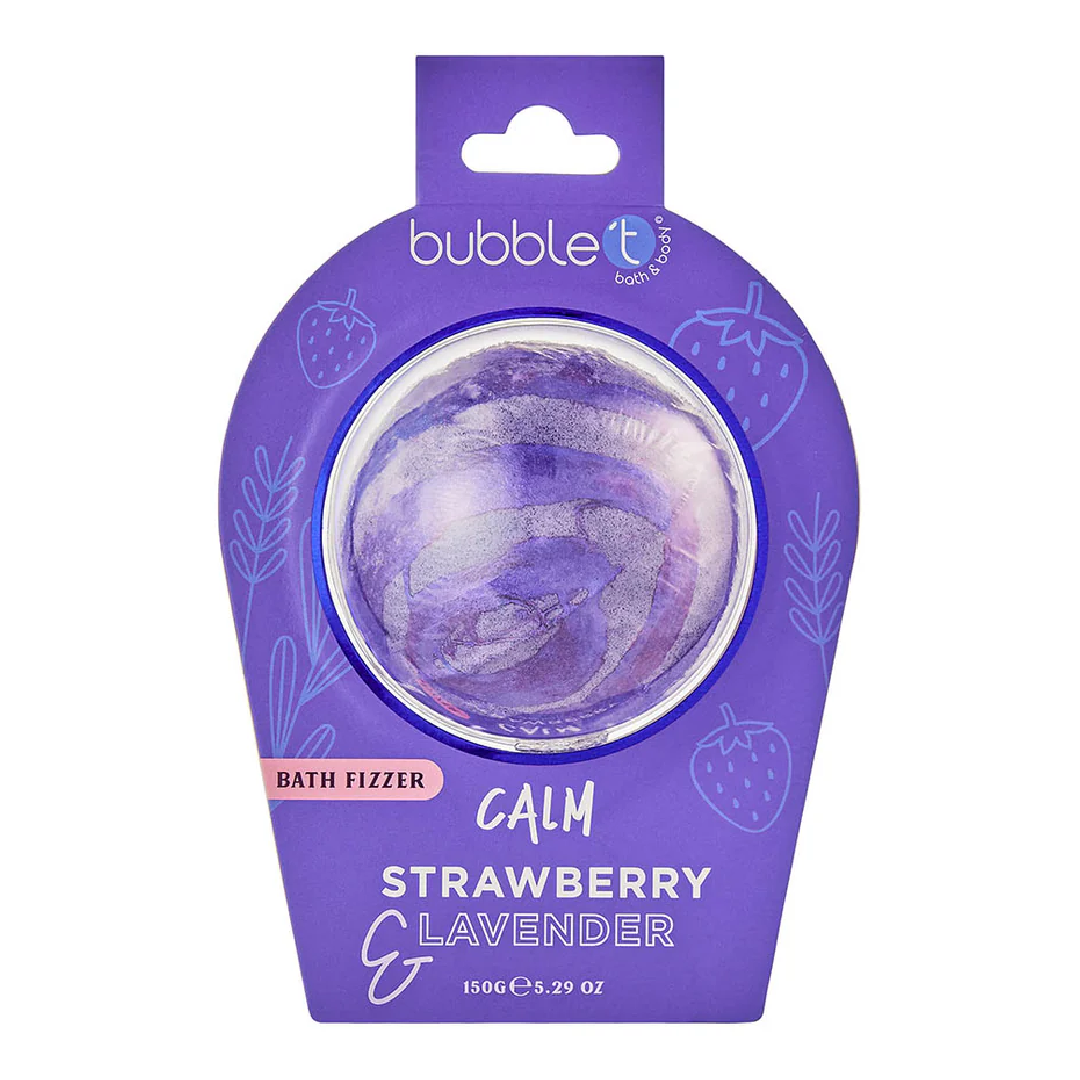 Bila efervescenta de baie calmanta, Lavender & Strawberry, 150g, Bubble T