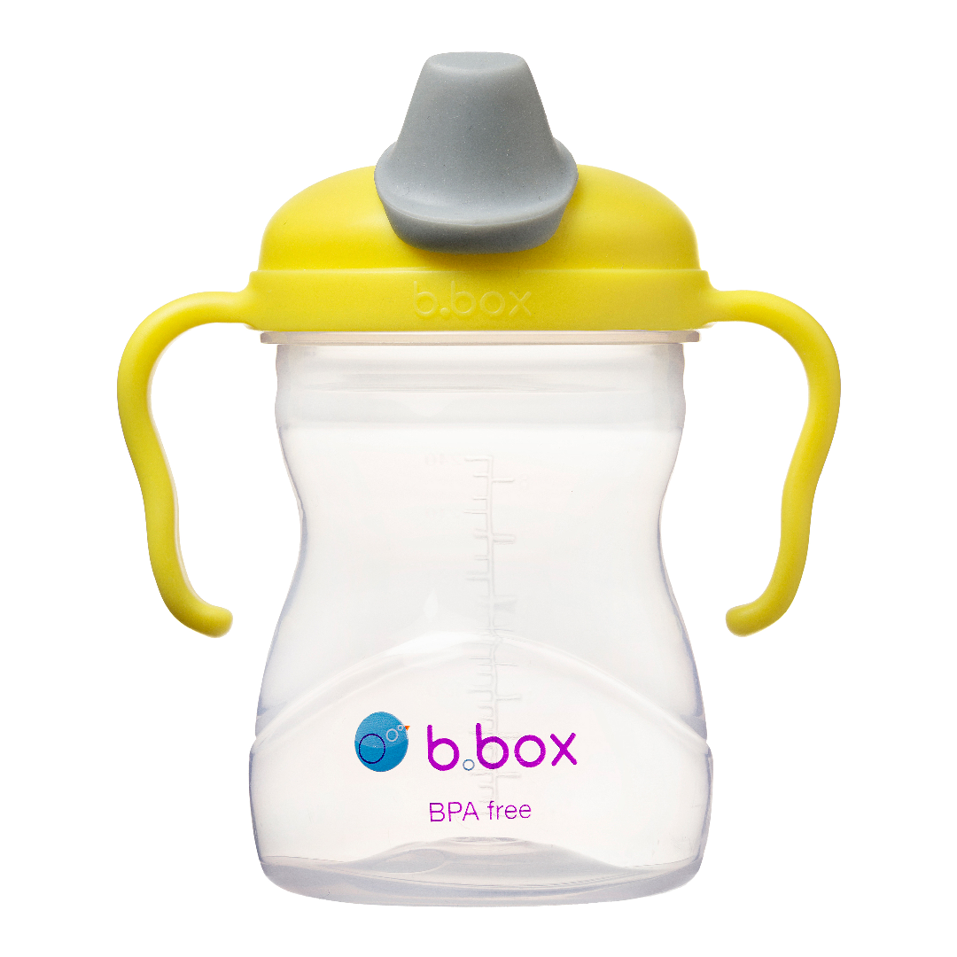 Cana de tranzitie cu cioc, +4l, Galben/Gri, 240 ml, B.box