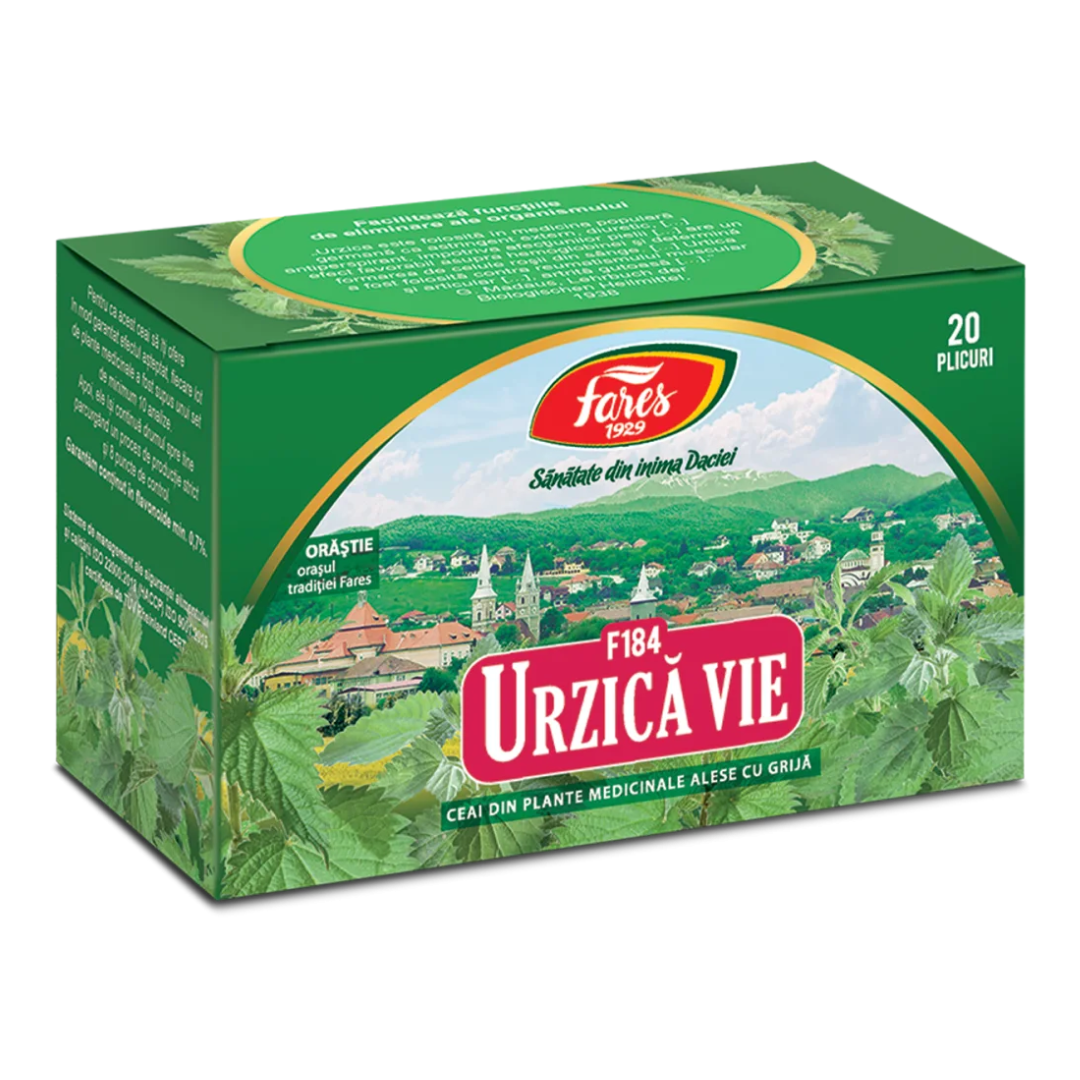 Urzica vie, iarba, F184, ceai la plic, 20 plicuri, Fares